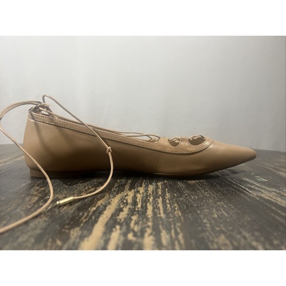 Michael Kors Ballet Flats Pointy Toe Nude Ankle Tie Lightly worn no box Size 7 - Picture 8 of 15